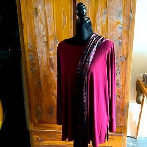 Susan Graver liquid knit top with a scarf
